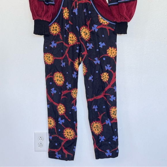 Jeanne Marc Vintage 80’s Luxury Colorful Floral Corduroy Long Sleeve Jumpsuit S - Picture 7 of 15